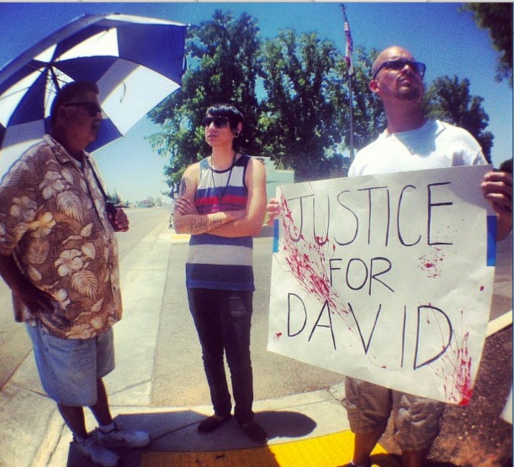 David Silva's brother at June 8, 2013 demonstration in Bakersfield. CREDIT: Nicholas Belardes.