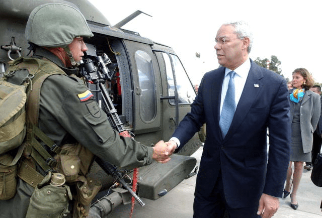 Colin Powell visiting Colombia in support of Plan Colombia (Date2003-2004)