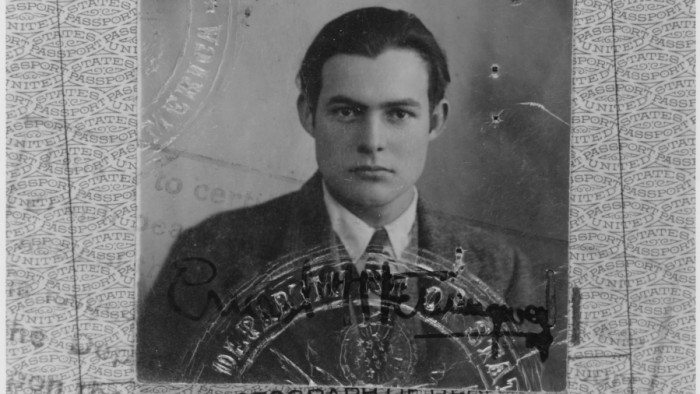 Ernest Hemingway's 1923 passport photo (Public Domain)