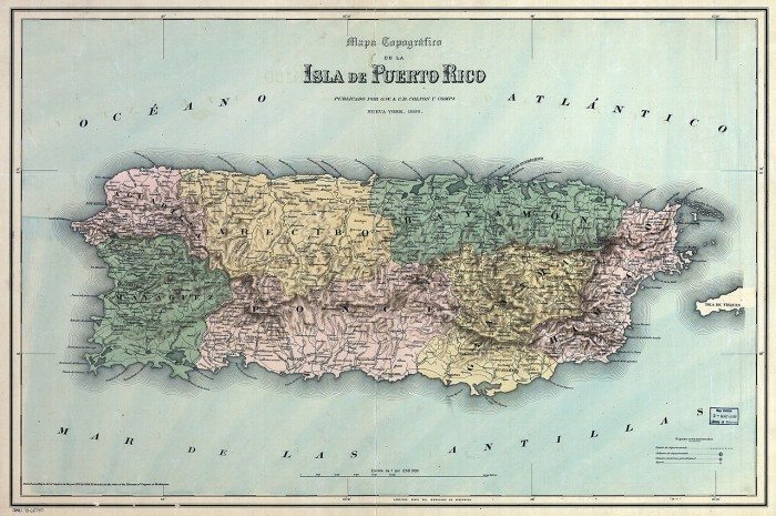 Departments of Puerto Rico under Spanish rule in 1886 (Public Domain)