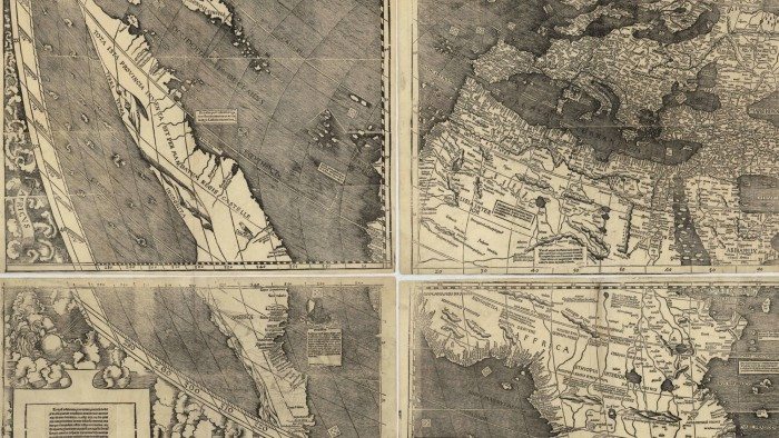 The 1507 map of Waldseemüller which first used the name America (Public Domain)