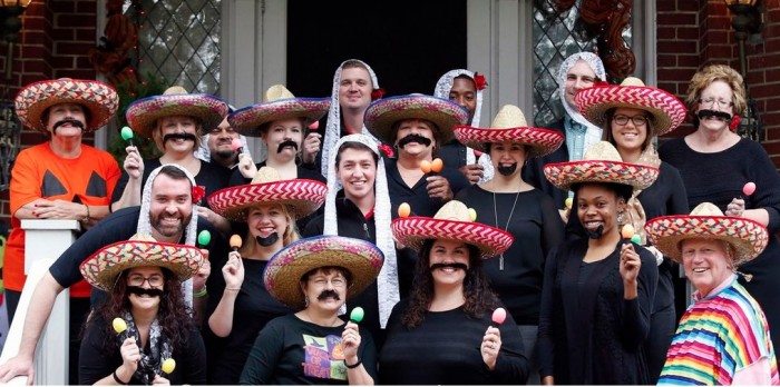University of Louisville Pres. James Ramsey (far right) poses for a Halloween photo with staff