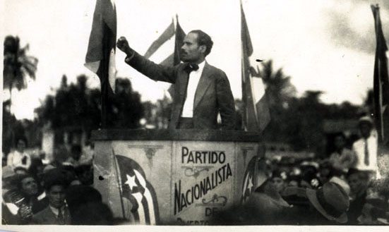 Pedro Albizu Campos, leader of the Nationalist Party, speaks to striking sugar cane workers in Guyama, Puerto Rico in 1934 (Centro de Estudios Puertorriqueños/Hunter College/CUNY)