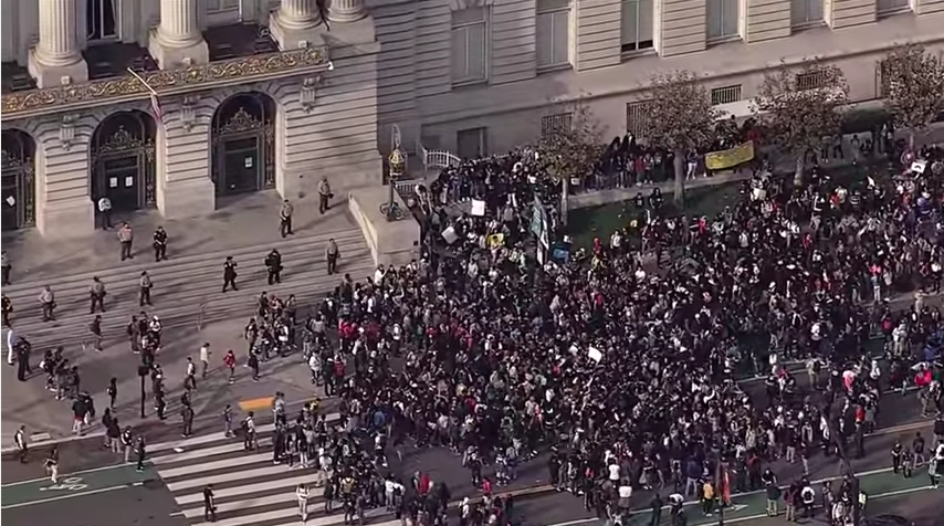 Students protest Donald Trump in San Francisco (via CBS SF Bay Area)